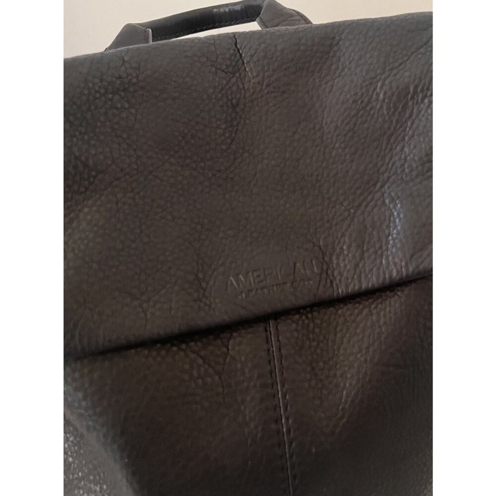 American Leather Co Black Leather Backpack Foldover Minimalist Pebbled Leather - Picture 9 of 16